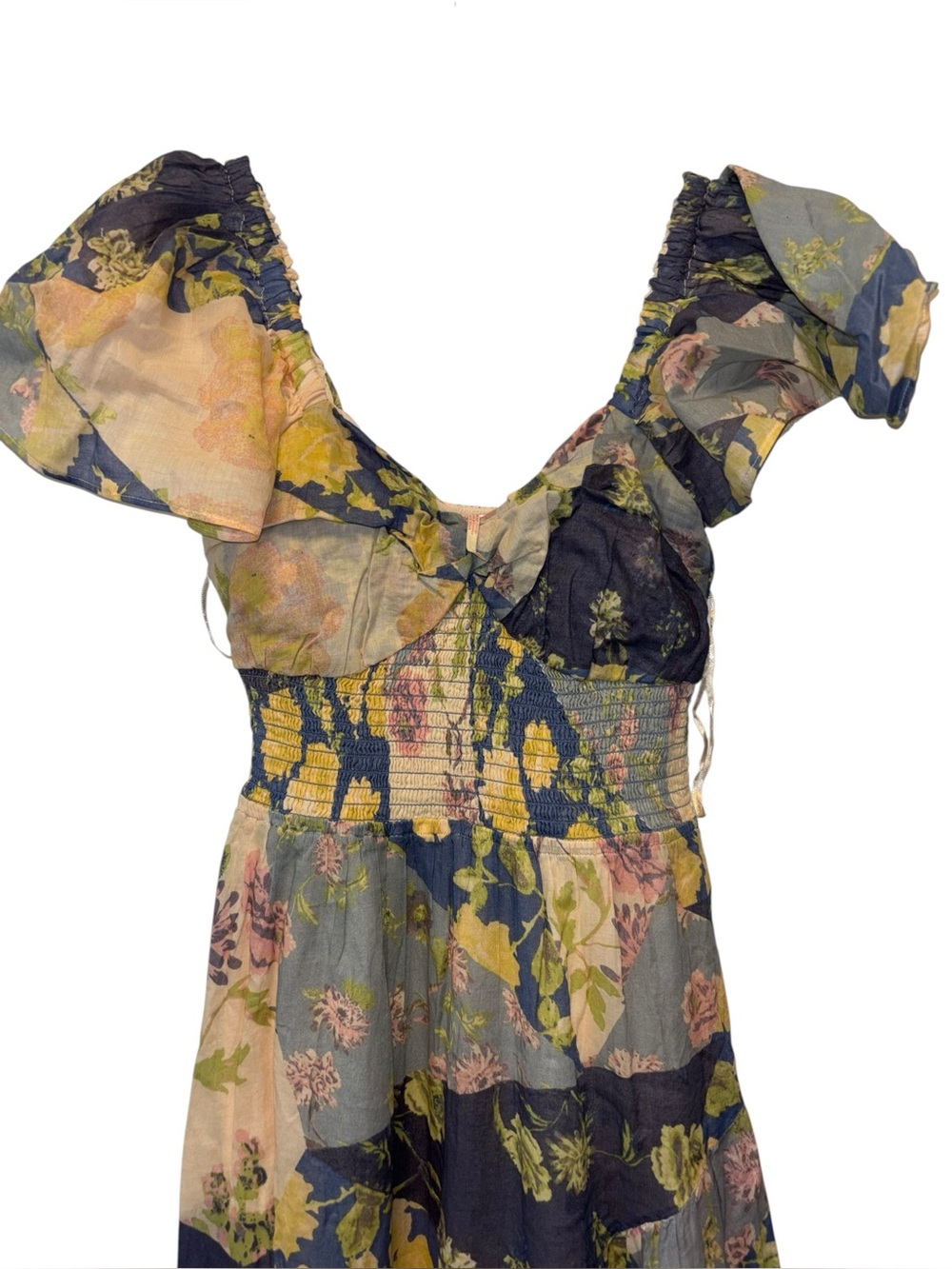 NWOT Free People Sundrenched Floral Printed Maxi Dress Blue Combo - Picture 6 of 16
